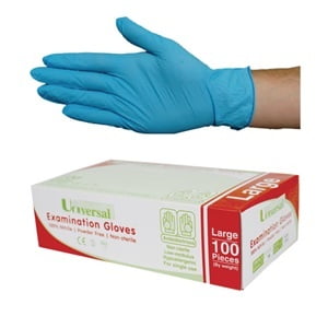 Livingstone Universal Nitrile Examination Gloves Powder Free Blue Pack of 100