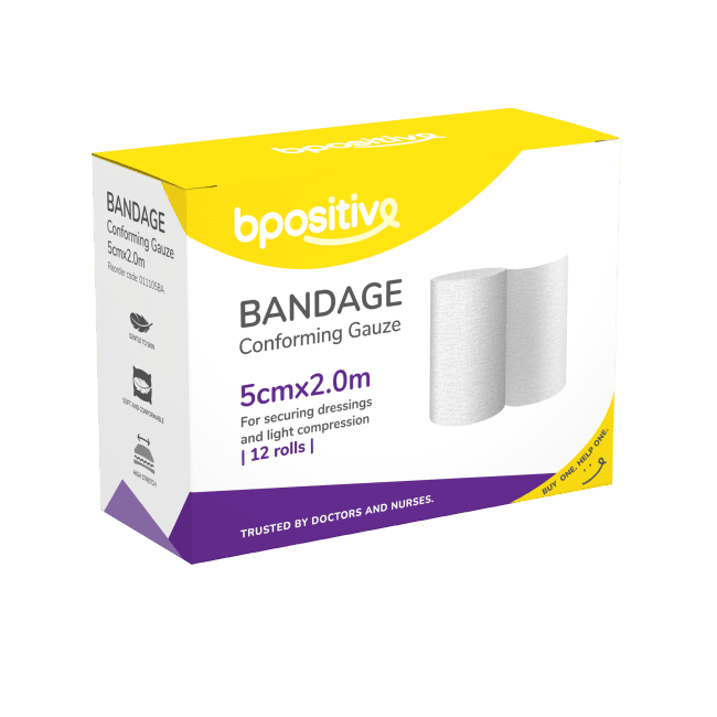 Bpositive Bandage Conforming Gauze 5cm x 2.0m Pack Of 12