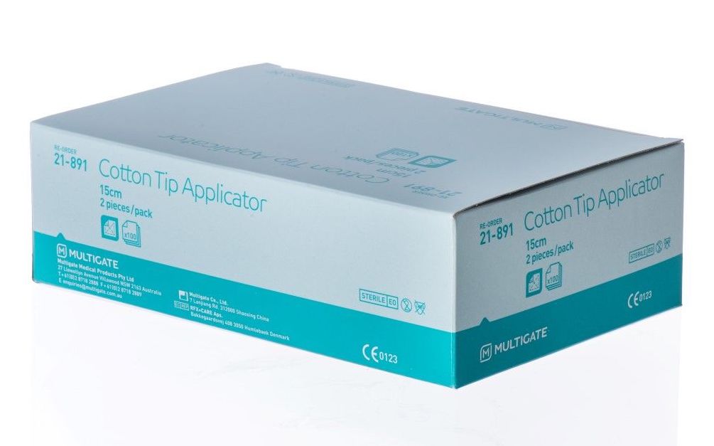 Multigate Cotton Tip 15cm Single Ended Sterile Box Of 100