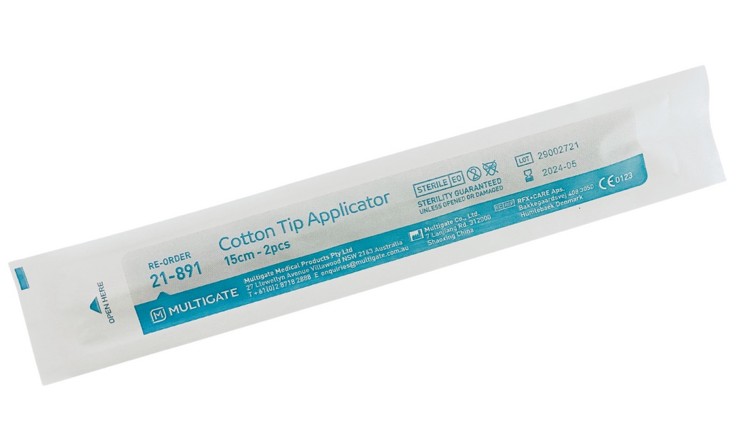 Multigate Cotton Tip 15cm Single Ended Sterile Box Of 100