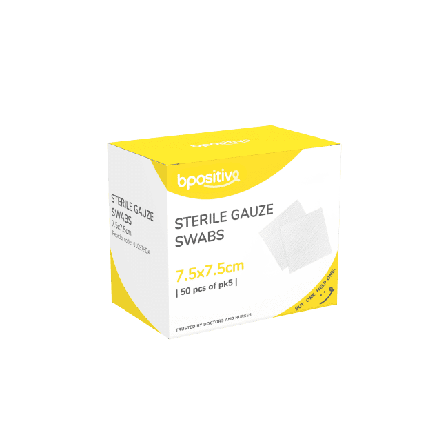 Bpositive Sterile Gauze Square Swabs 7.5x7.5cm Box Of 50 Hytex Healthcare