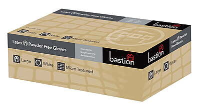 Bastion Latex Examination Gloves Powder Free White Pack of 100