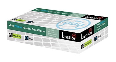 Bastion Vinyl Disposable Gloves Powder Free Blue Pack of 100