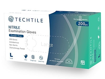 Techtile Nitrile Examination Gloves Powder Free Blue Pack of 200