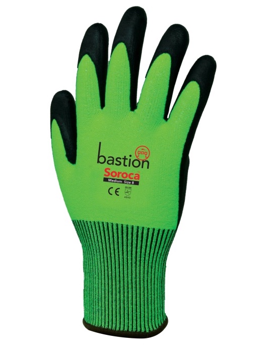 Bastion Soroca Cut Resistant Level 5 High Viz Green Gloves Bastion Soroca Cut Resistant Level 5 High Viz Green Gloves