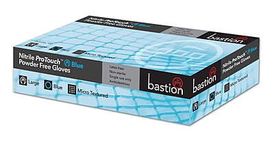 Bastion ProTouch Nitrile Examination Gloves Powder Free Blue Pack of 100