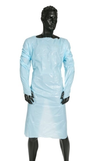 PE Water Resistant Gown Blue With Thumb Holes & Ties One Size Fits All Carton of 100