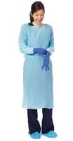 PE Water Resistant Gown Blue With Thumb Holes & Ties One Size Fits All Carton of 100