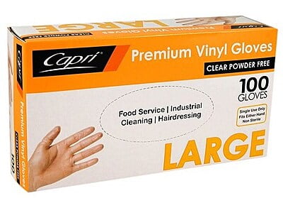 Vinyl Disposable Gloves Powder Free Clear Pack of 100