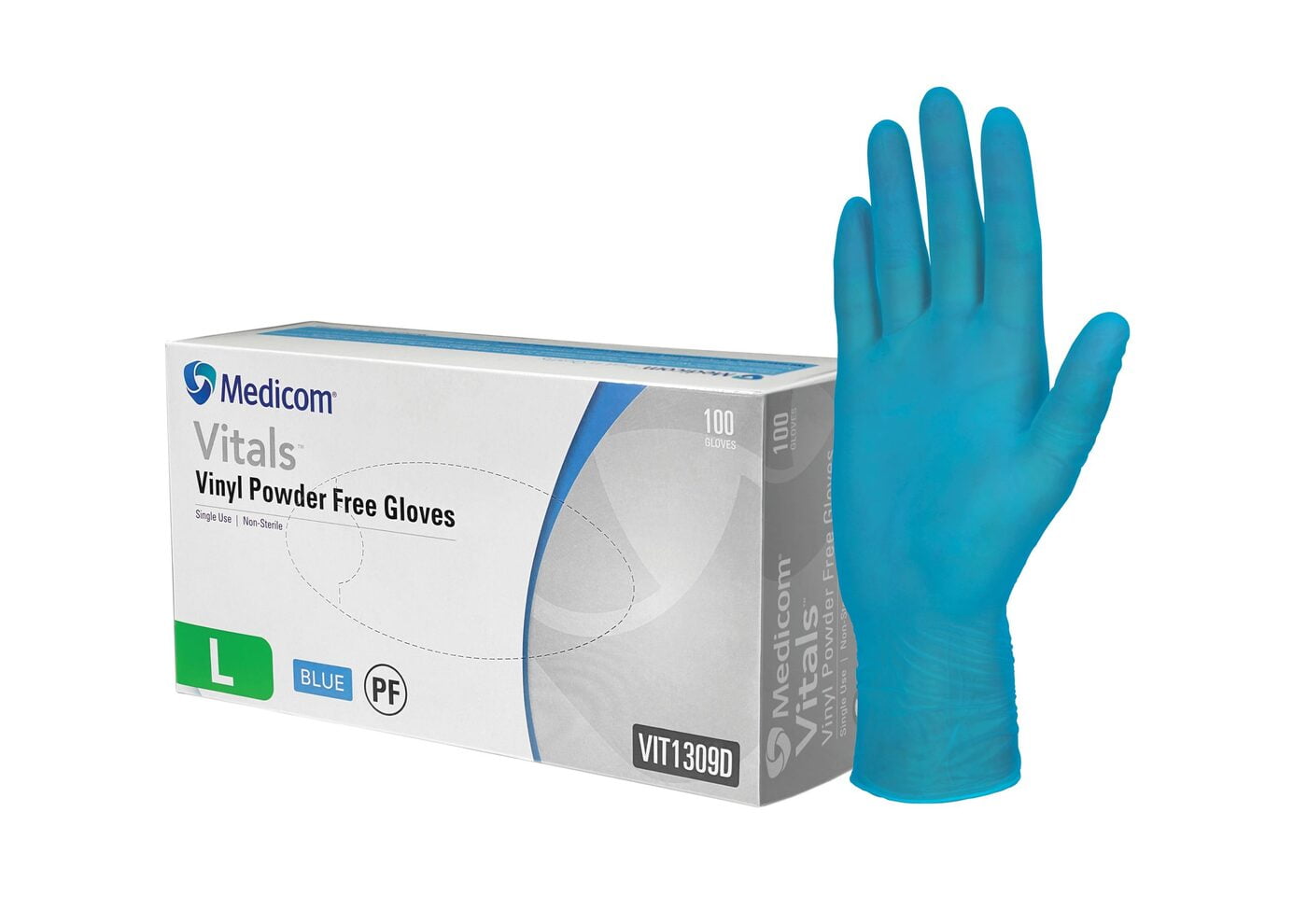 Vitals Vinyl Powder Free Gloves Blue Pack Of 100 Hytex Healthcare