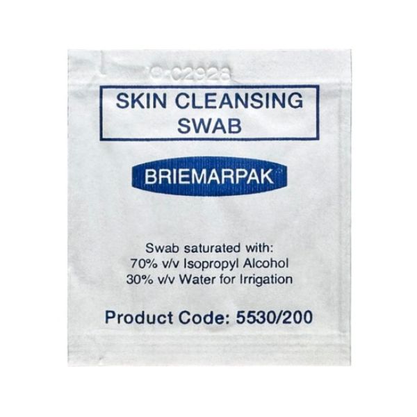 Briemarpak Skin Cleaning Alcohol Swabs Box of 200