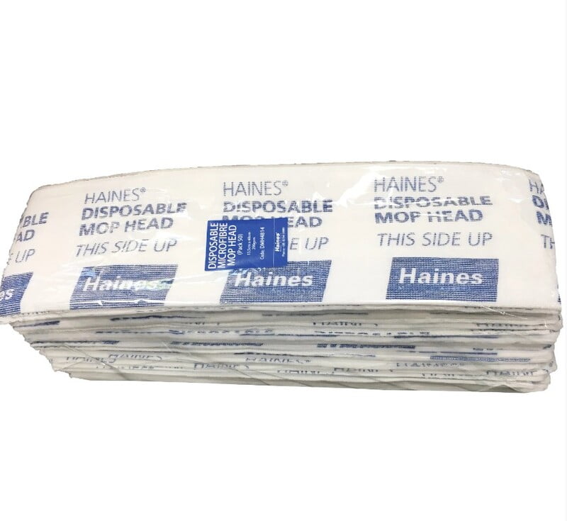Haines Microfibre Single Use Flat Mop Head Carton Of 200 Haines Microfibre Single Use Flat Mop Head Carton Of 200