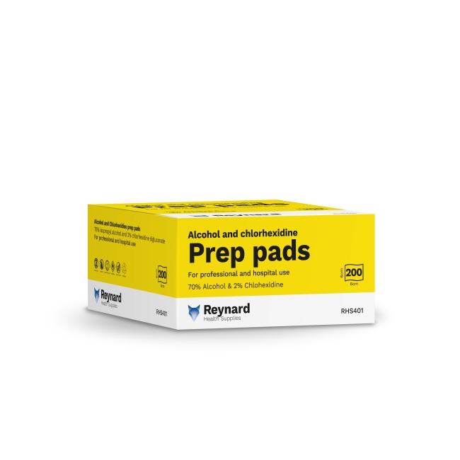 Reynard Health Prep Pads 70% Alcohol 2% Chlorhexidine Box of 200